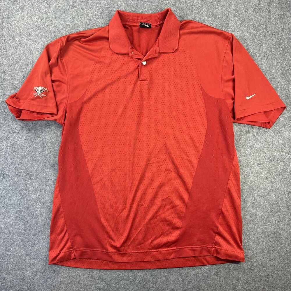 Nike Coastal Punta Cana Golf Polo Shirt Mens L Red Dri-FIT Short Sleeve